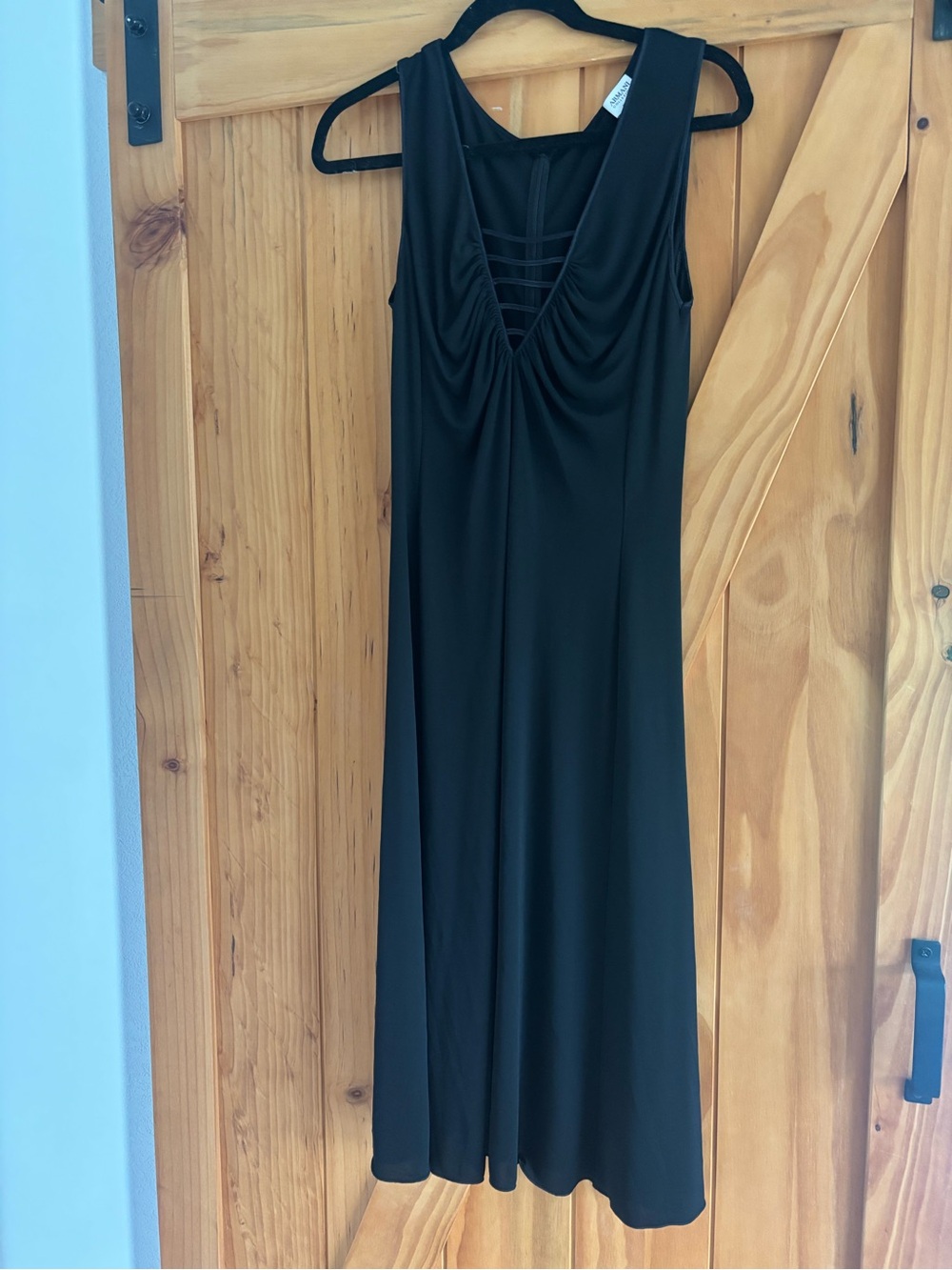 Armani Collezioni Black Sleeveless Maxi Dress with Strappy V-Neck